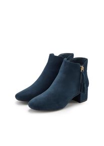 Lascana , Damen , Stiefelette Stiefel, Boots mit bequemem Blockabsatz VEGAN , blau , 36 , 36 , Mit modischen Tassel-Details