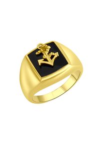 Firetti, Damen, Fingerring &raquo;Schmuck Geschenk Silber 925 Silberring Anker&laquo;, gelbgoldfarben-schwarz, gelbgoldfarben-schwarz, Maritimer Herrenring mit 