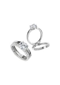 Firetti, Damen, Fingerring &raquo;Schmuck Geschenk Silber 925 Silberring Schriftzug innen: In Liebe&laquo; mit Zirkonia (synth.), silberfarben, silberfarben, 