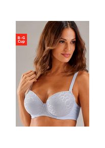 Lascana , Schalen-BH »Chiara« mit graphischem Netz-Muster, Dessous , hellblau , Cup G , 70 -Cup G , 70 , Modischer Schalen-BH mit grafischer Spitze...