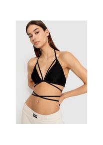 LSCN by LASCANA , Triangel-Bikini-Top »Gina«, mit langem Bindeband , schwarz , Cup A/B , 32 -Cup A/B , 32 , Cup mit Zierbändern