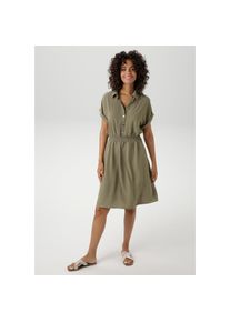 Aniston CASUAL , Sommerkleid, mit Smokbündchen in der Taille , khaki , N-Gr , 42 -N-Gr , 42 , Kleid aus Crepé-Qualität