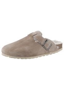 VERBENAS , Pantoffel »Heidi«, Clog, Homeslipper, Hausschuh mit Riemchen , helltaupe , 40 , 40 , Hausschuh zum Schlupfen und wohlfühlen