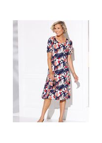 Classic Basics , Jerseykleid »Jersey-Kleid« , marine-koralle-bedruckt , Kurzgrößen , 28 -Kurzgrößen , 28 , weich fließende Viskose-Qualität