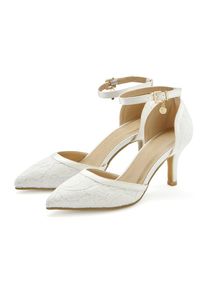 Lascana , Pumps »Slingpumps, Riemchenpumps mit Spitze und bequemer Absatzhöhe«, VEGAN , weiß , 37 , 37 , Festlicher Riemchenpump mit Anhänger