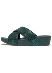 fitflop , Keilpantolette »Lulu Glitterball Slide«, Badeschuh, Slides, Sandale, Kreuzbandage mit Glitzersteine besetzt , petrol , 41 , 41 ,...