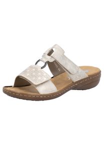 Rieker , Pantolette, Sommerschuh, Strandschuh, Klettschuh mit Perforation , creme , 37 , 37 , Zeitlose Pantolette mit praktischen Klettverschlüssen
