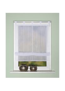 Home Wohnideen , Raffrollo »ELLORA« mit Schlaufen freihängend Schlaufenrollo ELLORA mit Längsstreifen u.Effektfransen , weiß , Obermaterial: 100%...