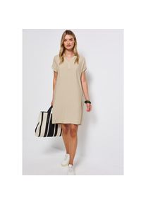 Street One , Shirtkleid, mit geschlitztem Ausschnitt , coastal beige , N-Gr , 42 -N-Gr , 42 , Knielanges Sommerkleid von Street One