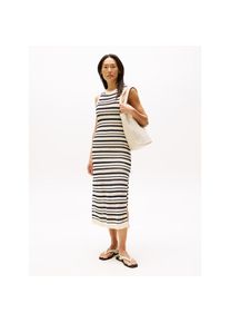 Tommy Hilfiger, Damen, Sweatkleid &raquo;CROCHET C-NK SL MIDI SWT DRESS&laquo;, Desert Sand Dune/Dark N N Stp, N-Gr, S (36) -N-Gr, Desert Sand Dune/Dark N N Stp, 