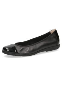 Caprice , Ballerina, Loafer, Slipper, Festtags Schuh mit Lack-Details , schwarz-glänzend , 38 , 38 , Ballerina mit komfortablem Elastikeinfass