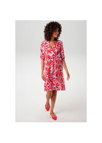 Aniston CASUAL , Blusenkleid mit farbharmonischen, grafischen Blätterdruck , flieder-dunkelrot-orangeot , N-Gr , 42 -N-Gr , 42 , Kleid aus weich...