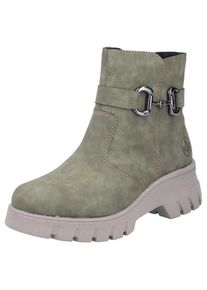 Rieker, Damen, Winterstiefelette , Winterboots, Plateausohle, mit Zierschnalle und Innenrei&szlig;verschluss, khaki, 41, khaki, Stiefelette mit markanter 