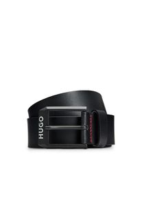 Hugo, Herren, Lederg&uuml;rtel &raquo;Gelio-B_Sz40&laquo; Markenlabel, rote Ziehnaht, Black001, Black001, Lederg&uuml;rtel von Hugo Menswear