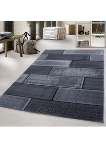 Ayyildiz Teppiche , Teppich »Plus 8007« rechteckig 6 mm Höhe gemusterter Flachflor, robust, Webteppich, alle Räume , grau/schwarz , Obermaterial:...