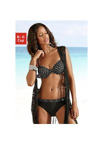 Lascana , Damen , Bügel-Bikini, mit Raffung an der Brust und Seite , schwarz-creme , Cup D , 46 -Cup D , 46 , Toller Druck der Marke Lascana