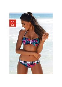 Venice Beach , Bandeau-Bikini-Top »Summer«, mit kontrastfarbener Schlaufe , marine-bedruckt , Cup C/D , 38 -Cup C/D , 38 , Mix-Kini zum mixen nach...