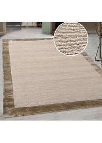 my home , Teppich »Shirley Light, handgewebter Viskose-Teppich, mit dezenter Bordüre« rechteckig 12 mm Höhe besondere Glanz durch Viskose,...