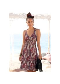 Lascana , Neckholderkleid, mit Alloverprint und V-Ausschnitt, Sommerkleid, Strandkleid , lila-bedruckt , N-Gr , 42 -N-Gr , 42 , Überlappender...