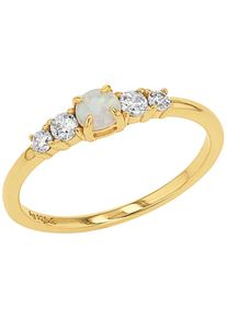 Amor , Fingerring »2037252/-53/-54/-55/-56«, Opal (synth.), Zirkonia (synth.) , gelbgoldfarben-weiß-kristallweiß + weiß-kristallweiß , 54 ,...