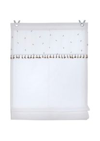 Kutti , Raffrollo »Honey«, mit Hakenaufhängung, ohne Bohren, weiß, Baumwolle, blickdicht, bestickt, Volant, Landhausgardine , natur/weiß , 140 cm