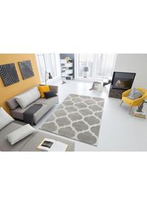 Home Affaire , Teppich »Fenris« rechteckig 12 mm Höhe Konturenschnitt, 3D-Design, flacher Teppich, Kurzflor, weich, elegant , grau , Obermaterial:...