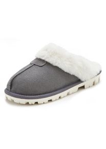 Vivance , Pantolette »Plüsch Hausschuhe, Hausschuh, Pantoffeln, Clogs, Schlappen, «, mit Warmfutter VEGAN , grau , 39 , 39 , Kuschelig warm mit...