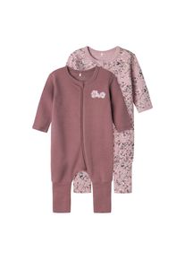 name it , Schlafanzug »NBFNIGHTSUIT 2P ZIP FF GRAPE FLOWER NOOS«, (Packung, 2 tlg.) , Grape Shake , 62 , 62 , Schlafanzug von name it für Mädchen