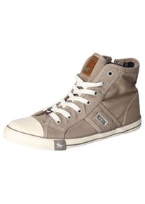 Mustang Shoes , Sneaker, High Top-Sneaker, Schnürschuh mit Label in der Laufsohle , taupe , 43 , 43 , Sneaker in sportlicher Optik