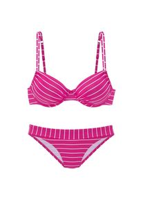 Vivance, Damen, B&uuml;gel-Bikini im Steifen-Design, beere-creme, Cup E, 38 -Cup E, beere-creme, Kontrastfarbene Streifen