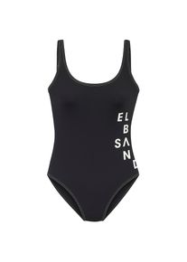 ELBSAND, Damen, Badeanzug &raquo;Deep&laquo; mit Logo in Kontrastfarbe, schwarz, Cup C/D, 36 -Cup C/D, schwarz, Kontrastfarbiger Markenschriftzug