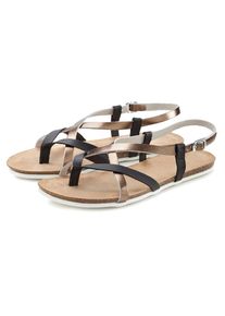 Vivance , Zehentrenner Sandale, Sandalette, Sommerschuh aus hochwertigem Leder , schwarz , 39 , 39 , Im modischen Metallic-Design und mit...