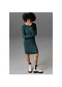 Aniston CASUAL, Damen, Strickkleid mit Rundhals-Ausschnitt, petrol, N-Gr, 34 -N-Gr, petrol, Damenkleid in Grobstrick-Qualit&auml;t
