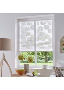 my home , Plissee »BELUM« Lichtschutz ohne Bohren verspannt im Fixmaß, Ausbrenner, Kreise, Blumen, Klemmträger , weiß , Obermaterial: 70%...