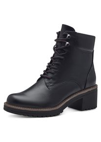 Marco Tozzi , Schnürstiefelette, Blockabsatz, Schnürboots, vegane Verarbeitung, Innenreißverschluss , schwarz , 40 , 40 , Stiefelette mit Haken im...