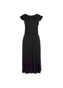 Beach Time Beachtime, Damen, Midikleid aus Viskosejersey, kurz&auml;rmliges Sommerkleid, Strandkleid, Basic, schwarz, N-Gr, 46 -N-Gr, schwarz, Runder Halsausschnitt