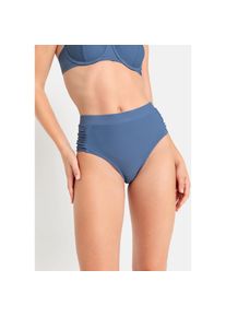 LSCN by LASCANA , Highwaist-Bikini-Hose »Gina«, mit modischen Raffungen , rauchblau , N-Gr , 34 -N-Gr , 34 , Modische Raffungen an den Seitennähten