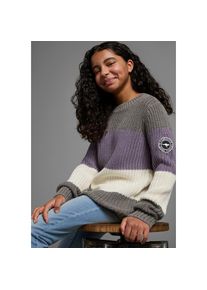 Kangaroos, Damen, Strickpullover &raquo;Ringelpullover&laquo; mit Logo auf dem &Auml;rmel, lila geringelt, 140/146, lila geringelt, Kangaroos Pullover f&uuml;r M&auml;dchen