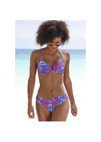 Buffalo , Bikini-Hose »Soleil« mit V-förmigen Umschlagbund , blau-pink bedruckt , N-Gr , 40 -N-Gr , 40 , Florales Design - Jedes Teil ein Unikat