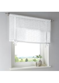 Kutti , Raffrollo »Lille« mit Stangendurchzug freihängend Baumwolle Voile Raffgardine Schleife , weiß , Obermaterial: 100% Baumwolle , 100 cm