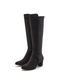 Lascana, Damen, Stiefel mit Stretcheinsatz und Langschaft, Stiefelette, Langer Stiefel VEGAN, schwarz, 41, schwarz, Stiefel mit modischem Stretch-