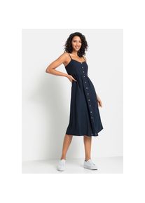 Lascana , Sommerkleid, aus Leinenmix mit Baumwolle, Midikleid, Strandkleid , marine , N-Gr , 38 -N-Gr , 38 , Angesagte Midilänge