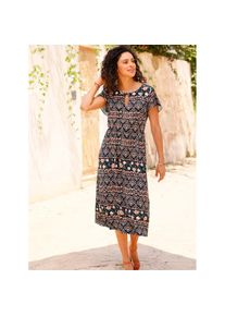 Inspirationen , Damen , Jerseykleid »Jersey-Kleid« , papaya-schwarz-bedruckt , Normalgrößen , 44 -Normalgrößen , 44 , figurschmeichelnder Schnitt