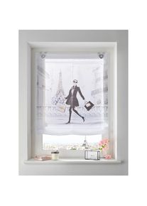 HEINE HOME , Raffrollo mit Ösen , weiß-schwarz , 130 cm