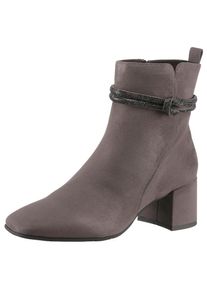 Marco Tozzi , Stiefelette, Blockabsatz, Businessschuh, Abendschuh in eleganter Karreeform , grau , 38 , 38 , Elegante Stiefelette mit glänzendem...