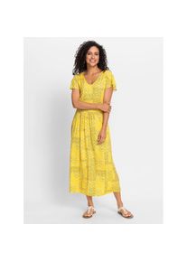 Inspirationen , Damen , Jerseykleid »Jersey-Kleid« , sonnengelb-champagner-bedruckt , Kurzgrößen , 18 -Kurzgrößen , 18 , aus Viskose (ECOVERO)