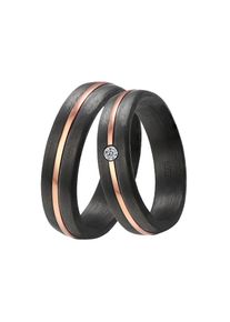 DOOSTI, Damen, Trauring &raquo;Schmuck Geschenk CARBON Trauring Ehering Partnerring LIEBE&laquo; wahlweise mit oder ohne Zirkonia, schwarz-ros&eacute;goldfarben, schwarz