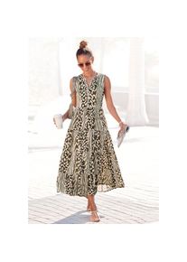 Lascana , Maxikleid, mit Animalprint und Knopfleiste, Sommerkleid, Strandkleid , grün-taupe-bedruckt , N-Gr , 38 -N-Gr , 38 , Maxikleid mit rundem...