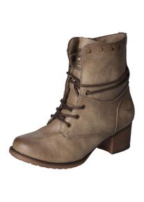 Mustang Shoes , Stiefelette, Bikerboots, Stiefelette mit Innenreißverschluss , taupe-used , 37 , 37 , Schnürstiefelette mit dezenter Nietenverzierung