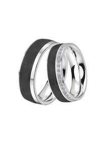 DOOSTI, Damen, Trauring &raquo;Schmuck Geschenk Edelstahl Trauring Ehering Partnerring LIEBE&laquo; wahlweise mit oder ohne Zirkonia, edelstahlfarben-schwarz, 
